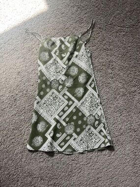 Verge Girl Olive Green and White Printed Mini Dress